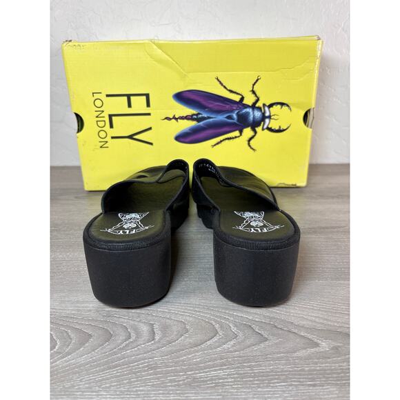 Fly London TECH493FLY Mousse Women's Black Leather Slip on Sandals Size 38 US 7 - Picture 5 of 7